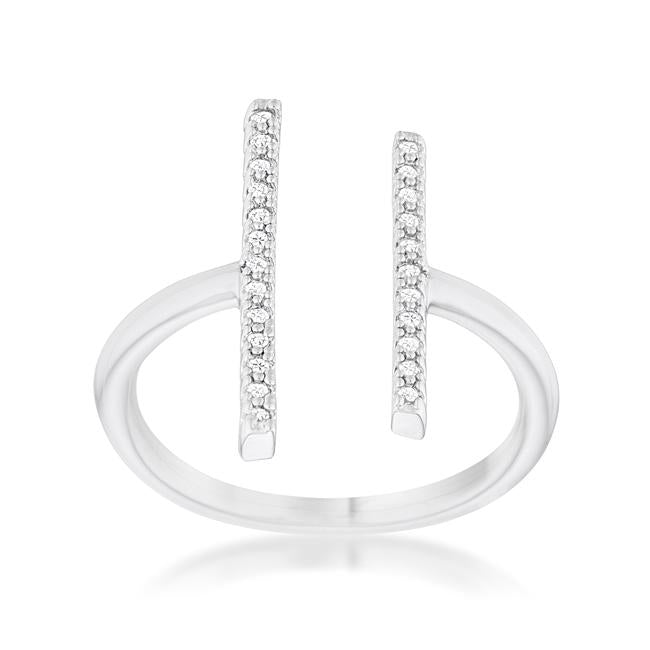 Sharna 12ct CZ Rhodium Parallel Contemporary Ring - Charming Charlie