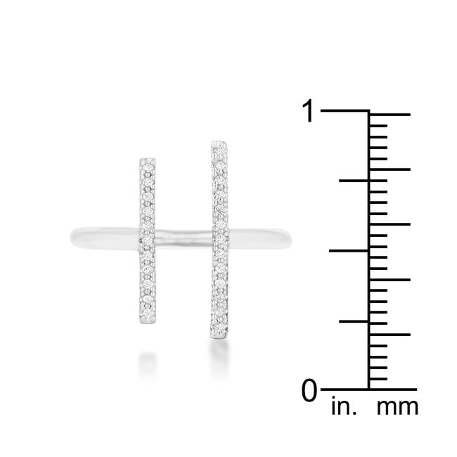 Sharna 12ct CZ Rhodium Parallel Contemporary Ring - Charming Charlie
