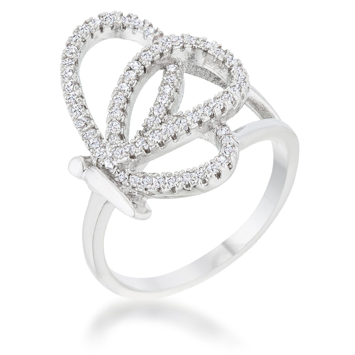 Bea 0.4ct CZ Rhodium Pave Butterfly Ring - Charming Charlie