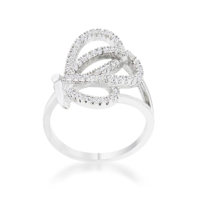 Bea 0.4ct CZ Rhodium Pave Butterfly Ring - Charming Charlie