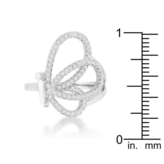 Bea 0.4ct CZ Rhodium Pave Butterfly Ring - Charming Charlie