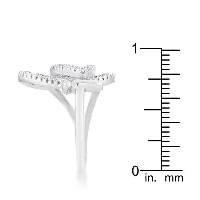 Bea 0.4ct CZ Rhodium Pave Butterfly Ring - Charming Charlie