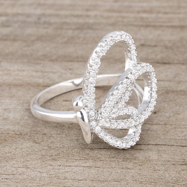 Bea 0.4ct CZ Rhodium Pave Butterfly Ring - Charming Charlie