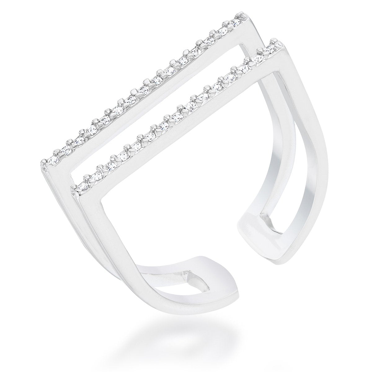 Jenn 0.2ct CZ Rhodium Pave Parallel Ring - Charming Charlie