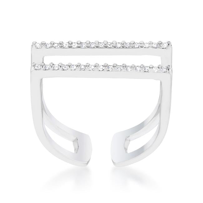 Jenn 0.2ct CZ Rhodium Pave Parallel Ring - Charming Charlie
