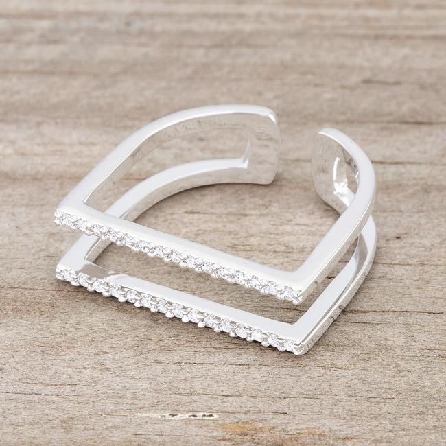 Jenn 0.2ct CZ Rhodium Pave Parallel Ring - Charming Charlie