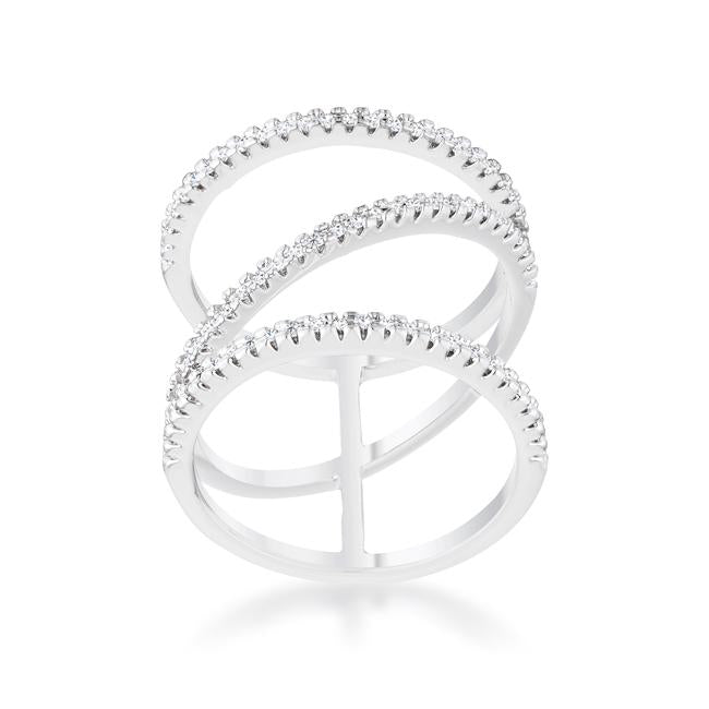 Shauna 0.4ct CZ Rhodium Wide Contemporary Ring - Charming Charlie
