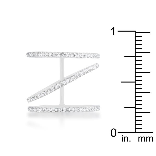Shauna 0.4ct CZ Rhodium Wide Contemporary Ring - Charming Charlie