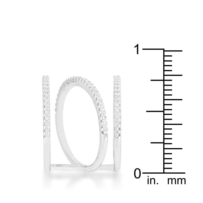Shauna 0.4ct CZ Rhodium Wide Contemporary Ring - Charming Charlie