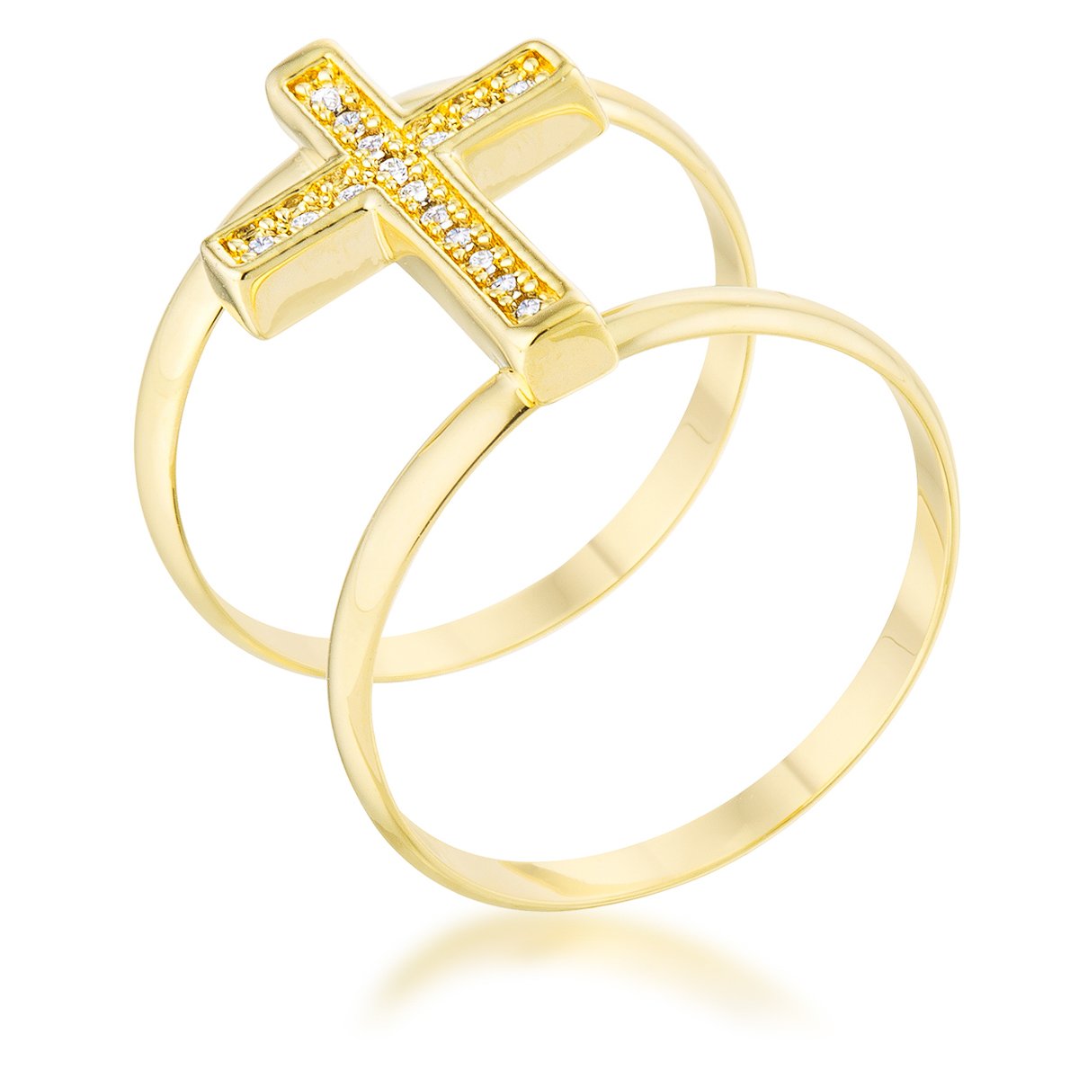 Francis 0.08ct CZ 14k Gold Contemporary Cross Ring - Charming Charlie