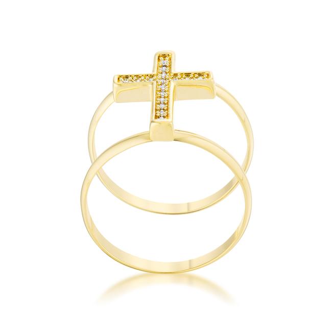 Francis 0.08ct CZ 14k Gold Contemporary Cross Ring - Charming Charlie