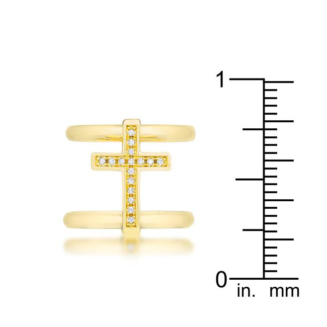 Francis 0.08ct CZ 14k Gold Contemporary Cross Ring - Charming Charlie
