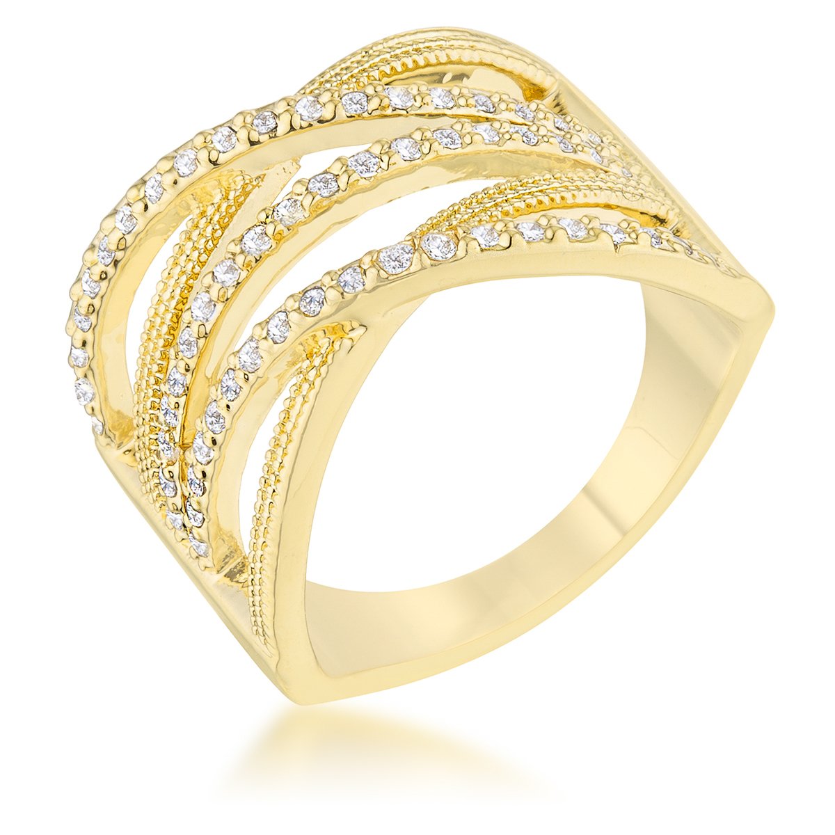 Greta 0.57ct CZ 14k Gold Wide Cocktail Cable Ring - Charming Charlie