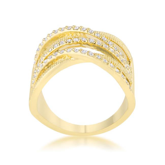 Greta 0.57ct CZ 14k Gold Wide Cocktail Cable Ring - Charming Charlie