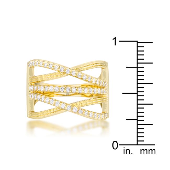 Greta 0.57ct CZ 14k Gold Wide Cocktail Cable Ring - Charming Charlie