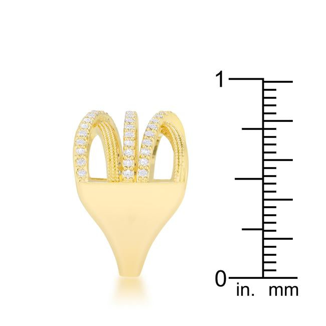 Greta 0.57ct CZ 14k Gold Wide Cocktail Cable Ring - Charming Charlie