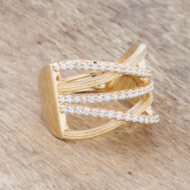 Greta 0.57ct CZ 14k Gold Wide Cocktail Cable Ring - Charming Charlie