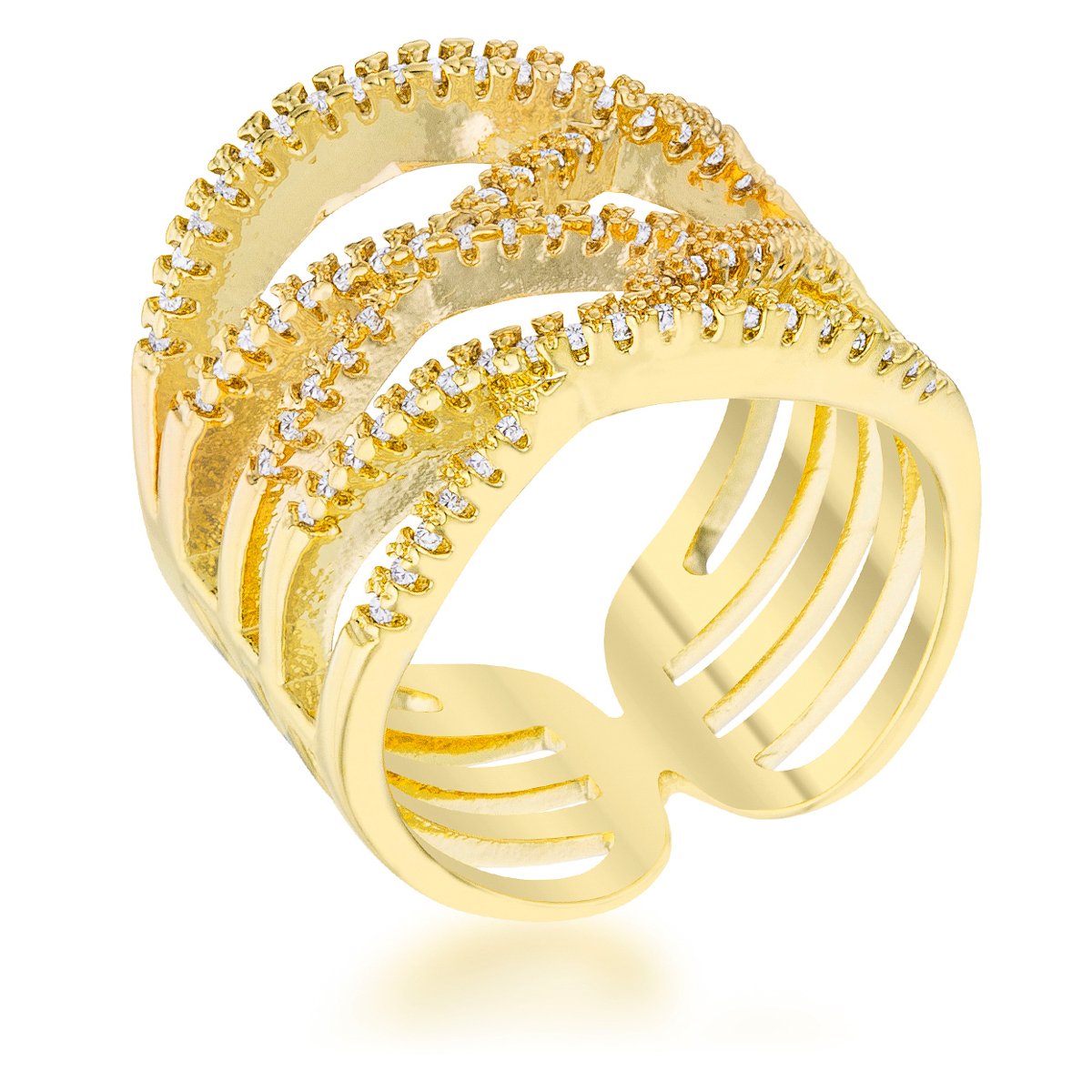 Mandy 0.6ct CZ 14k Gold Contemporary Wide Ring - Charming Charlie