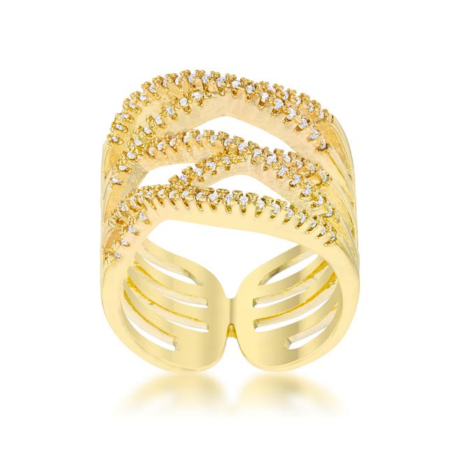 Mandy 0.6ct CZ 14k Gold Contemporary Wide Ring - Charming Charlie