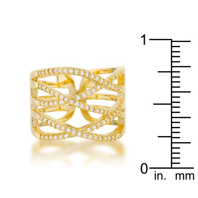 Mandy 0.6ct CZ 14k Gold Contemporary Wide Ring - Charming Charlie