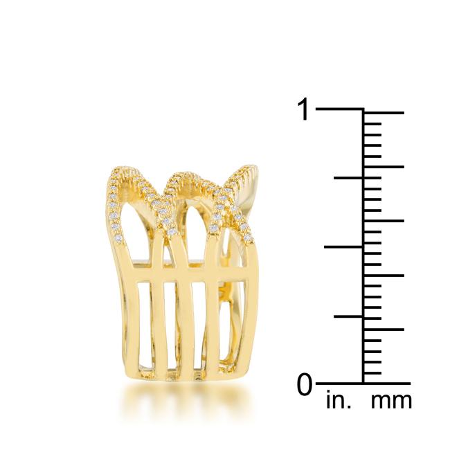 Mandy 0.6ct CZ 14k Gold Contemporary Wide Ring - Charming Charlie