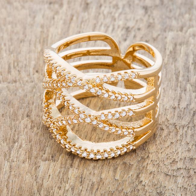 Mandy 0.6ct CZ 14k Gold Contemporary Wide Ring - Charming Charlie