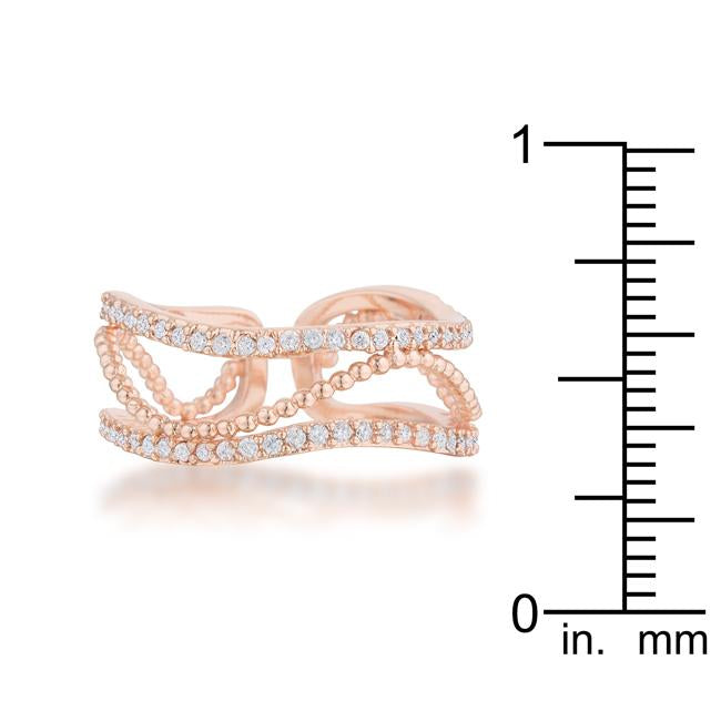 Marina 0.5ct CZ Rose Gold Abstract Cuff Ring - Charming Charlie