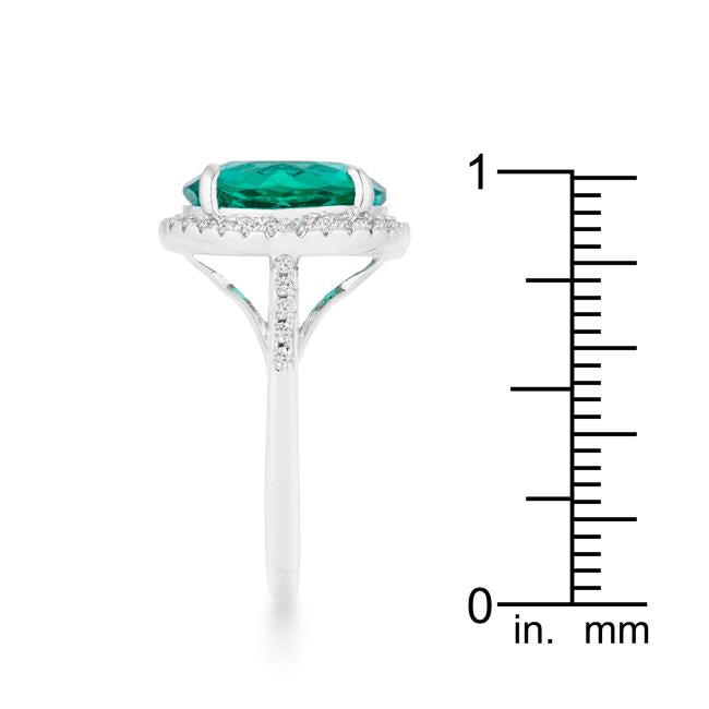 Emie 7.3ct Blue Green CZ Rhodium Classic Ring - Charming Charlie