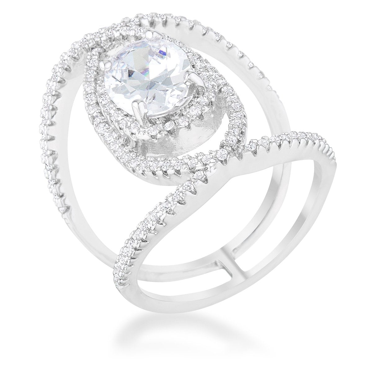 Maura 2.4ct CZ Rhodium Contemporary Cocktail Ring - Charming Charlie