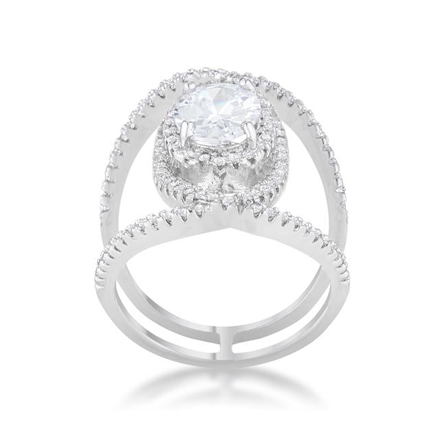 Maura 2.4ct CZ Rhodium Contemporary Cocktail Ring - Charming Charlie