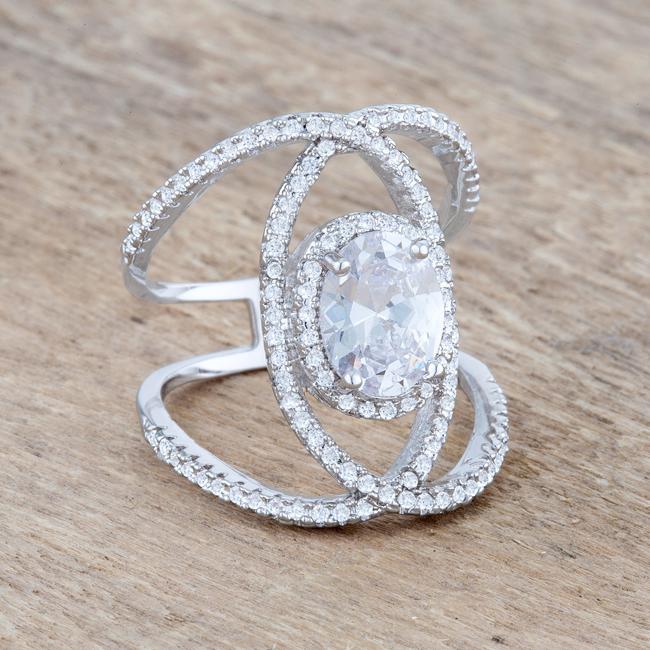 Maura 2.4ct CZ Rhodium Contemporary Cocktail Ring - Charming Charlie