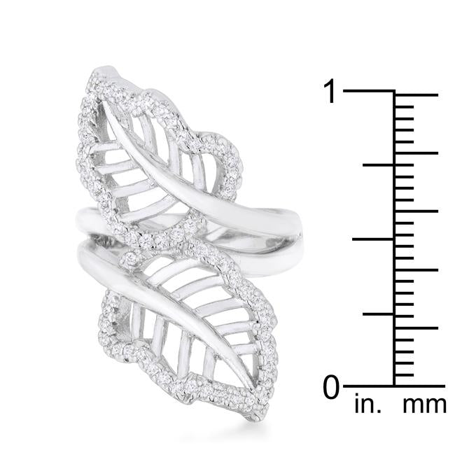 Lina 0.4ct CZ Rhodium Leaf Wrap Ring - Charming Charlie