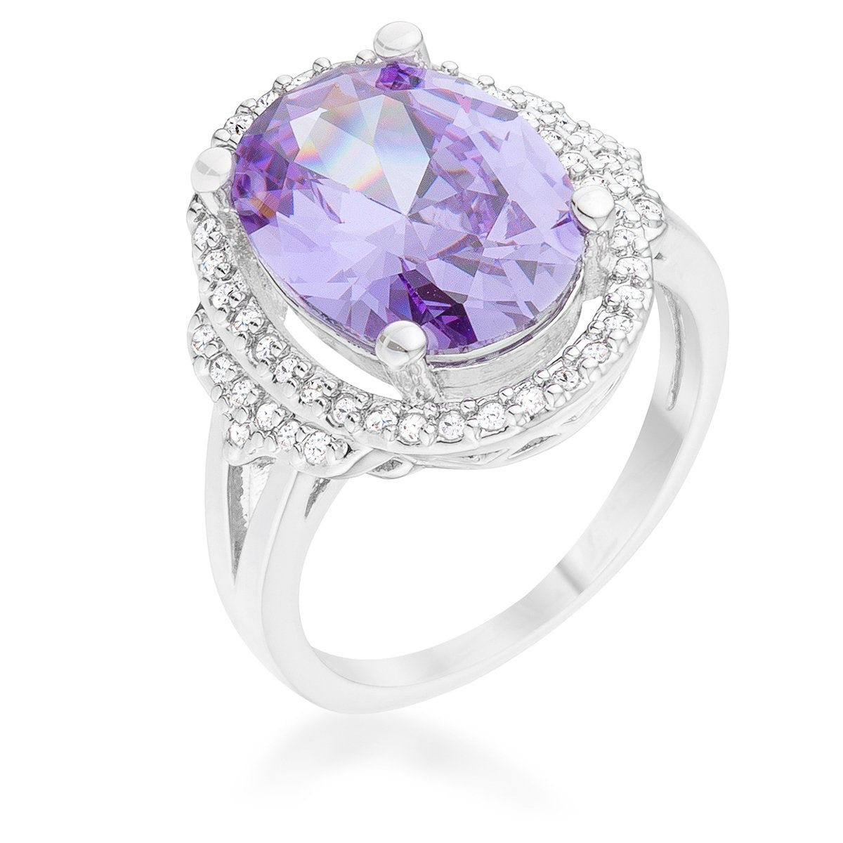 Melanie 5.95ct Amethyst CZ Rhodium Cocktail Ring - Charming Charlie