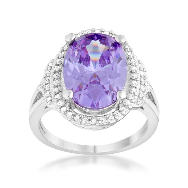 Melanie 5.95ct Amethyst CZ Rhodium Cocktail Ring - Charming Charlie