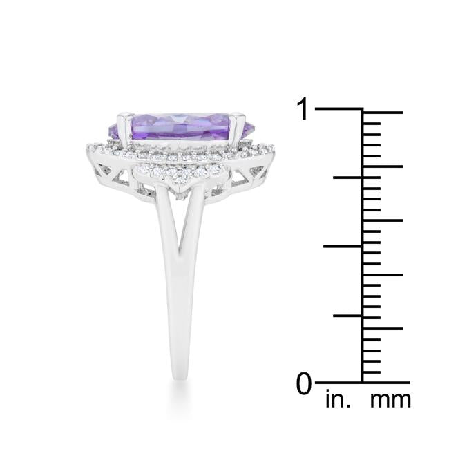 Melanie 5.95ct Amethyst CZ Rhodium Cocktail Ring - Charming Charlie