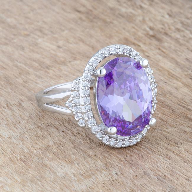 Melanie 5.95ct Amethyst CZ Rhodium Cocktail Ring - Charming Charlie