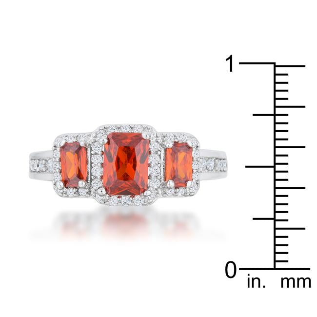 Rita 2.3ct Garnet CZ Rhodium Classic Trio Ring - Charming Charlie