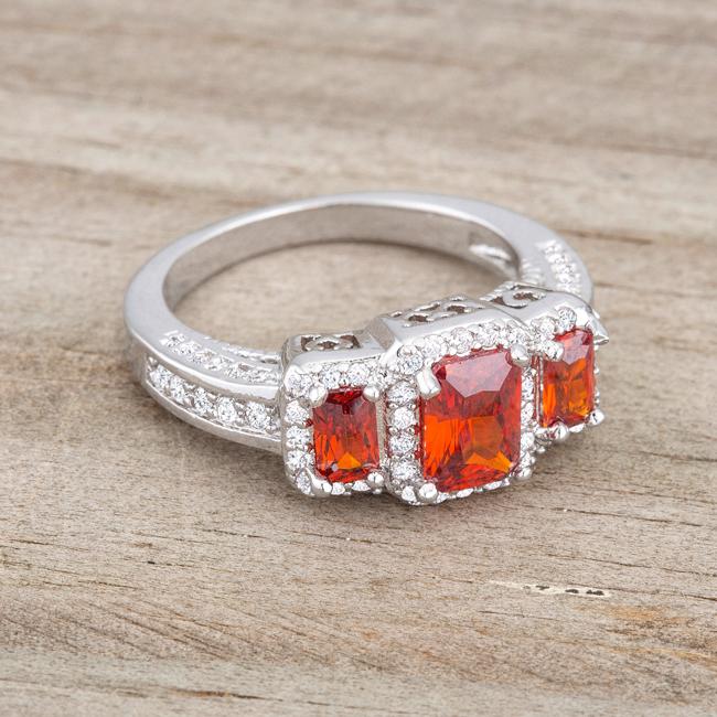 Rita 2.3ct Garnet CZ Rhodium Classic Trio Ring - Charming Charlie