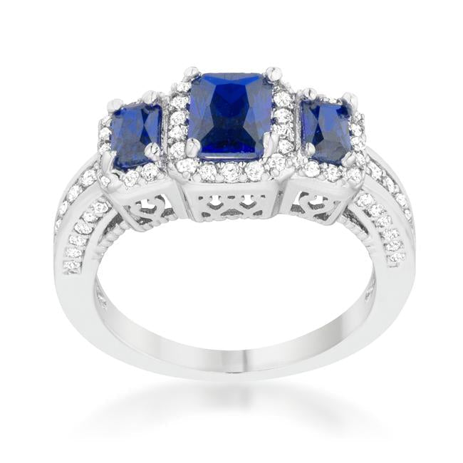 Rita 2.3ct Sapphire CZ Rhodium Classic Trio Ring - Charming Charlie