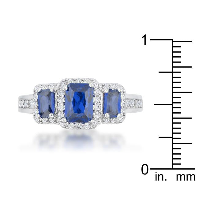 Rita 2.3ct Sapphire CZ Rhodium Classic Trio Ring - Charming Charlie