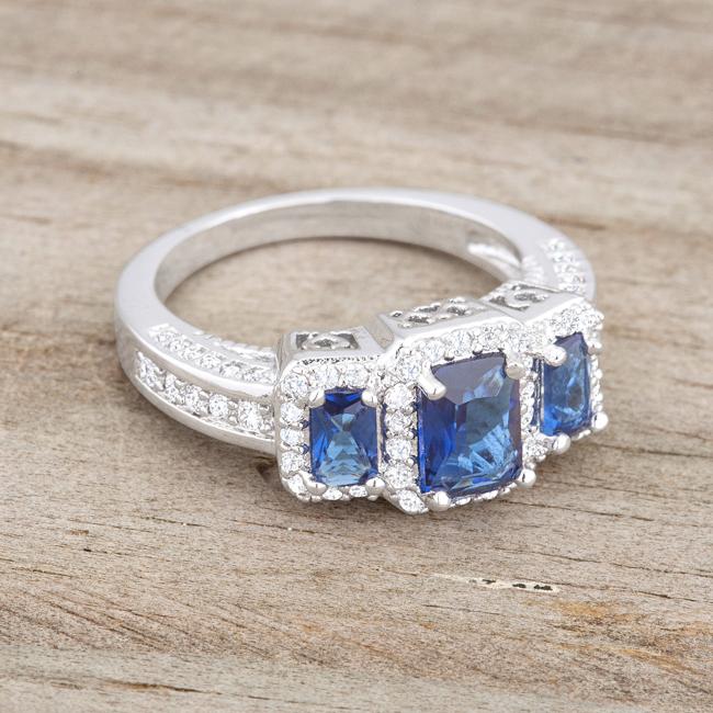Rita 2.3ct Sapphire CZ Rhodium Classic Trio Ring - Charming Charlie
