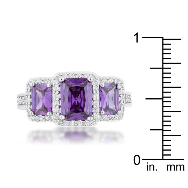 Rita 2.3ct Amethyst CZ Rhodium Classic Trio Ring - Charming Charlie