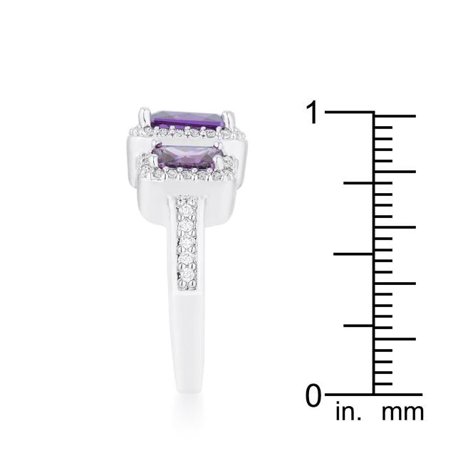 Rita 2.3ct Amethyst CZ Rhodium Classic Trio Ring - Charming Charlie