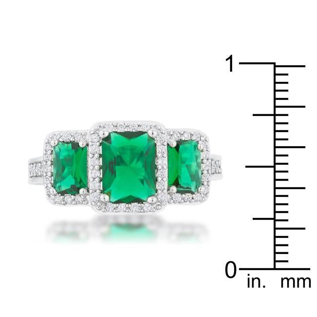 Rita 2.3ct Emerald CZ Rhodium Classic Trio Ring - Charming Charlie