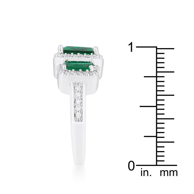 Rita 2.3ct Emerald CZ Rhodium Classic Trio Ring - Charming Charlie