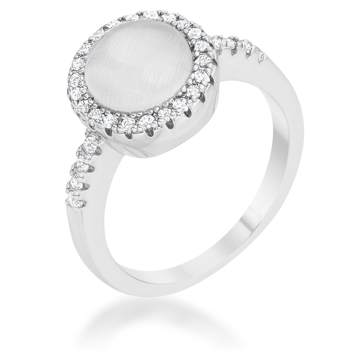 Patricia 0.3ct CZ White Cats Eye Rhodium Classic Ring - Charming Charlie