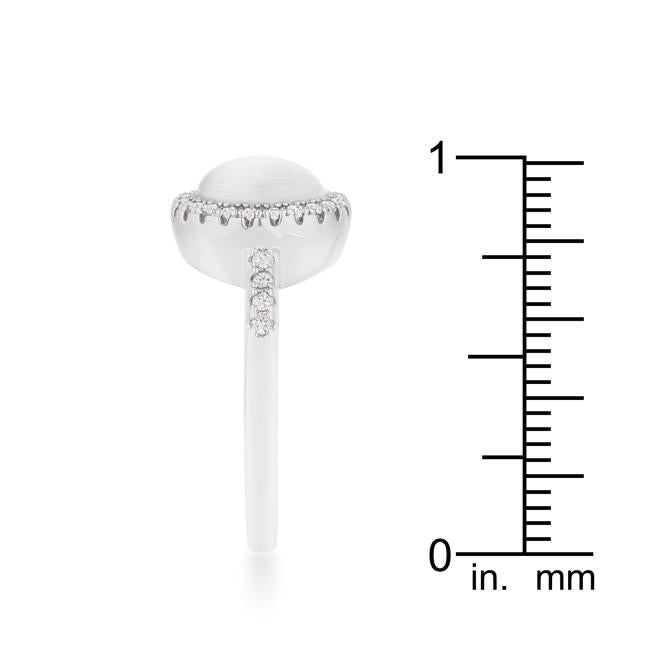 Patricia 0.3ct CZ White Cats Eye Rhodium Classic Ring - Charming Charlie