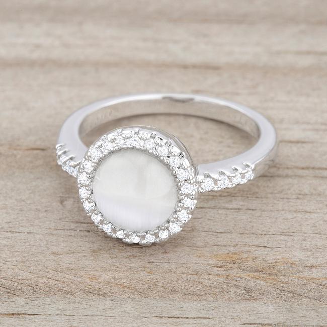 Patricia 0.3ct CZ White Cats Eye Rhodium Classic Ring - Charming Charlie