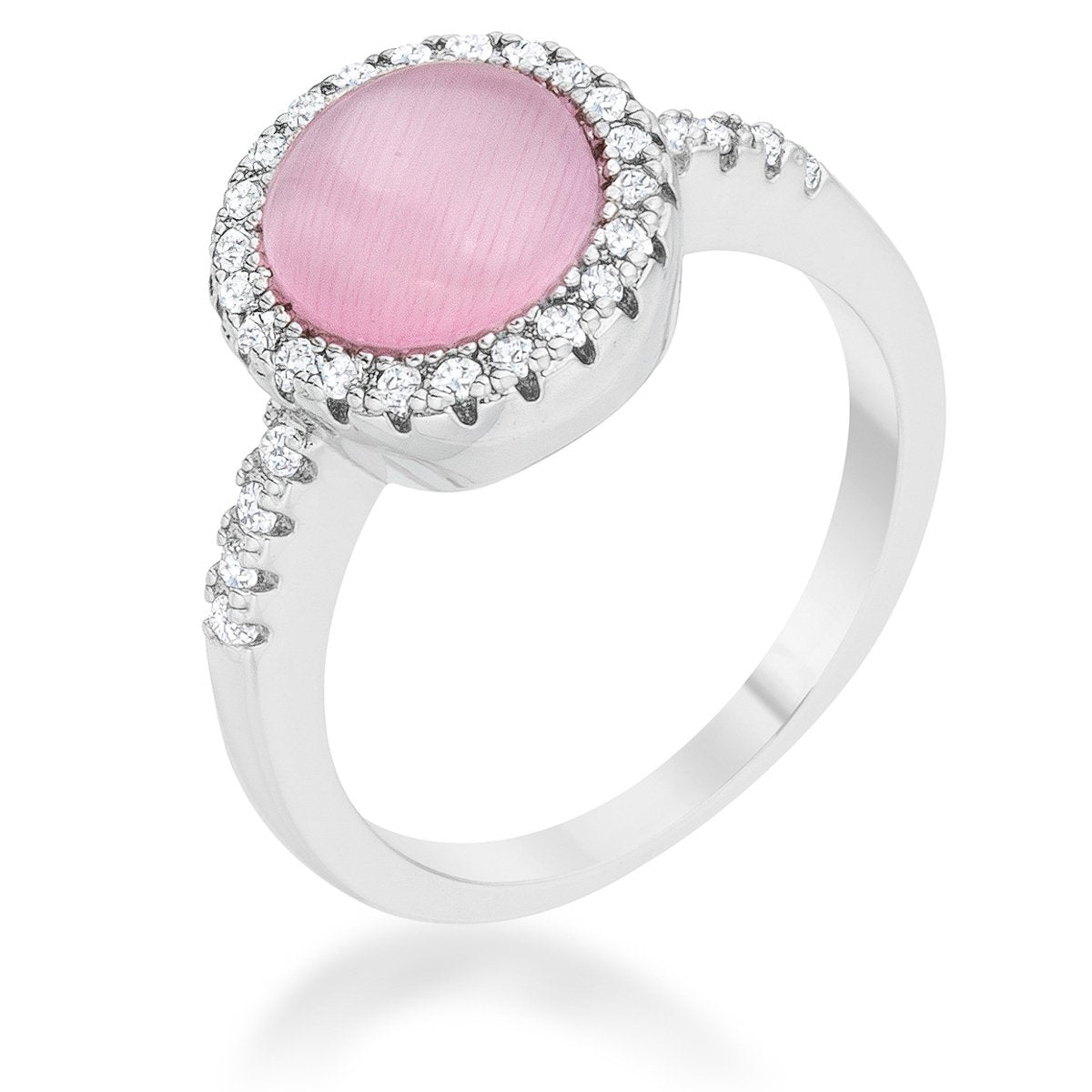 Patricia 0.3ct CZ Pink Cats Eye Rhodium Classic Ring - Charming Charlie