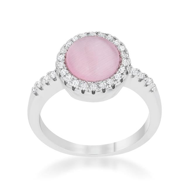 Patricia 0.3ct CZ Pink Cats Eye Rhodium Classic Ring - Charming Charlie